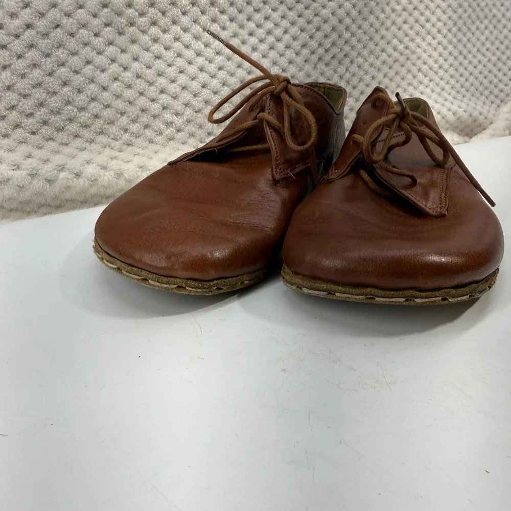 Swiss Barefoot Shoes Size 40EU US 7.5/9 Brown Leather Minimalist Oxford Lace Up